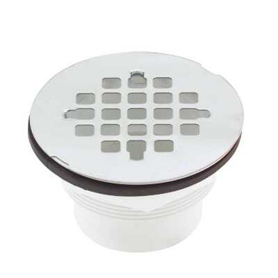 Jones Stephens 2 In. PVC Solvent Weld Shower Drain with 4-1/4 In. Stainless Steel Strainer